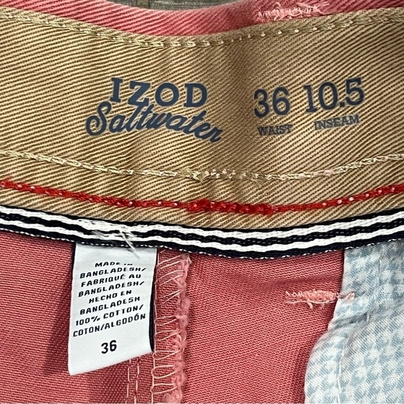 Izod Saltwater Salmon Flat Front Shorts 100% Cotton Size 36 - Picture 5 of 6